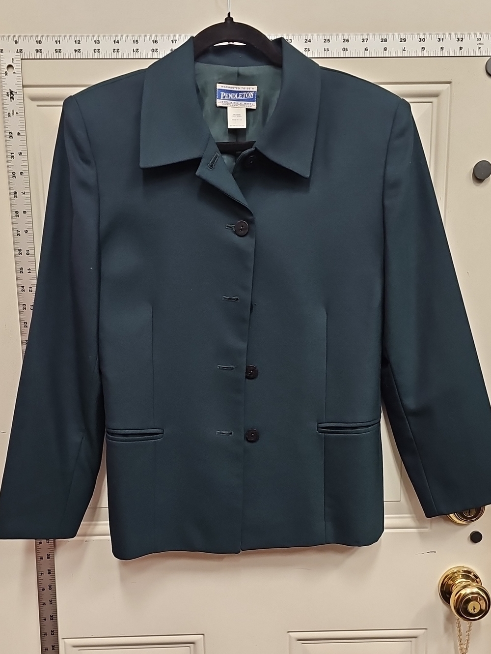 Pendleton Vintage,  Emerald Green,  Office, Single-Breasted Women's Blazer, Wool